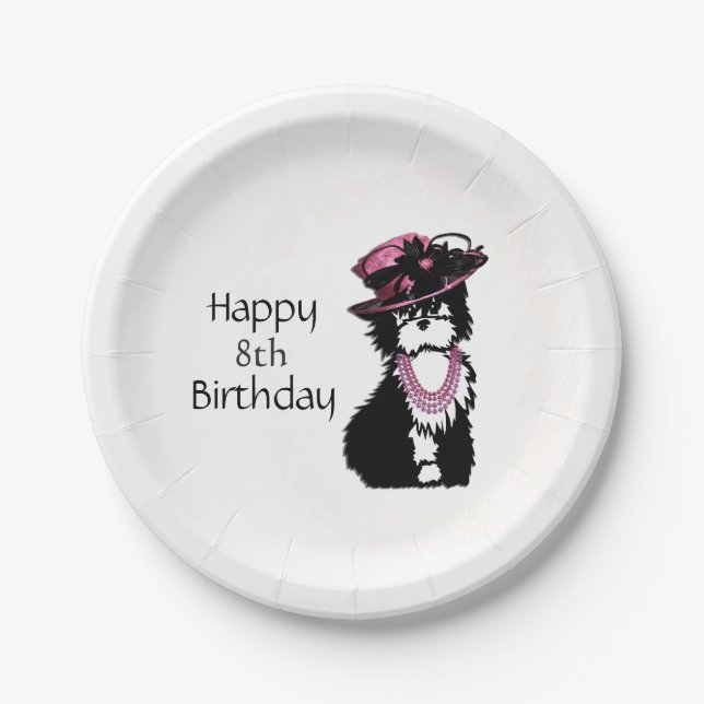 Assiettes En Carton Chien chiot fashionista, anniversaire (Devant)