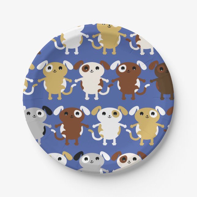 Assiettes En Carton Chien chiot mignonne Colorée 1er Anniversaire Thèm (Devant)
