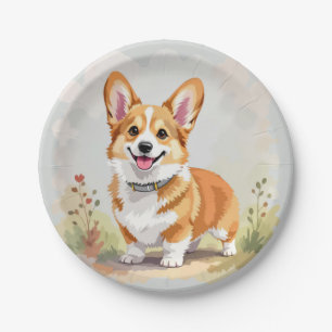 Assiettes En Carton Chien Corgi Pembroke Gallois Rouge Mignon