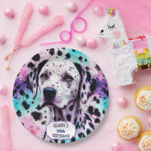 Chien dalmate rose violet turquoise Anniversaire