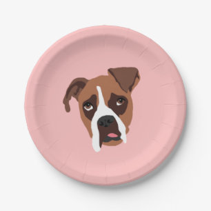Assiettes En Carton Chien de boxeur 7" plaques à papier