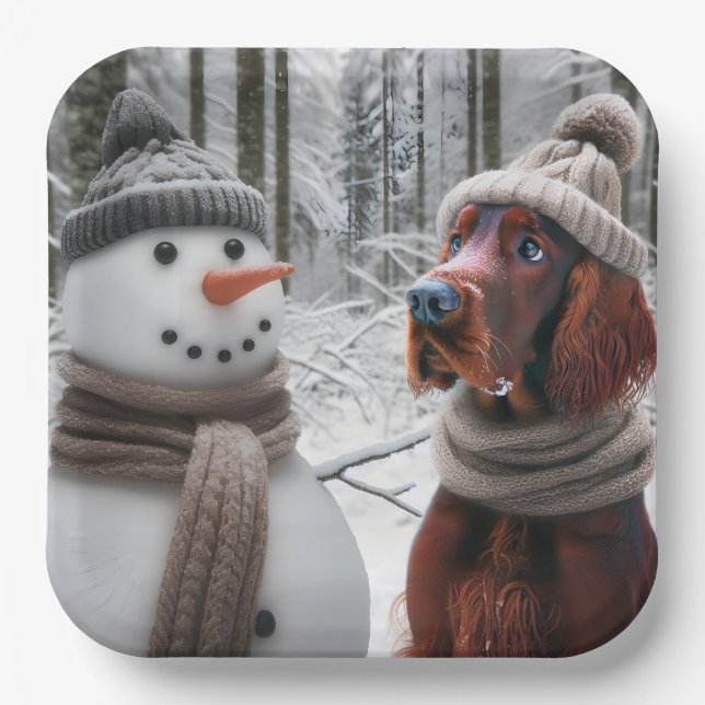 Assiettes En Carton Chien de couture irlandais avec un bonhomme de nei (Recto)