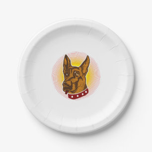 Assiettes En Carton Chien de garde Berger belge Malinois
