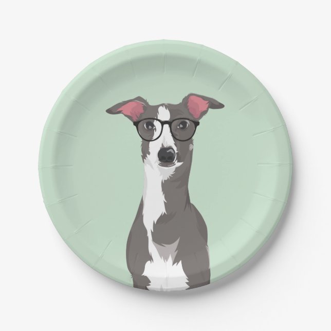 Assiettes En Carton Chien de lévrier italien de hippie pour des (Devant)