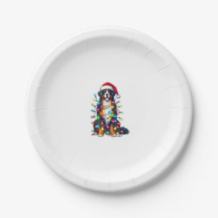 Assiettes En Carton Chien de montagne bernois x lumières de Noël