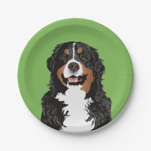 ASSIETTES EN CARTON CHIEN DE MONTAGNE DE BERNESE POUR LE PARENT DE