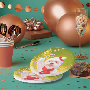 Assiettes En Carton Chien de Noël avec Sucre de canne