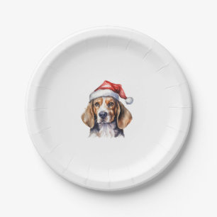 Assiettes En Carton Chien de Noël beagle