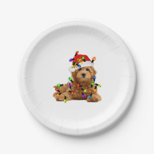 Assiettes En Carton Chien de Père Noël Goldendoodle