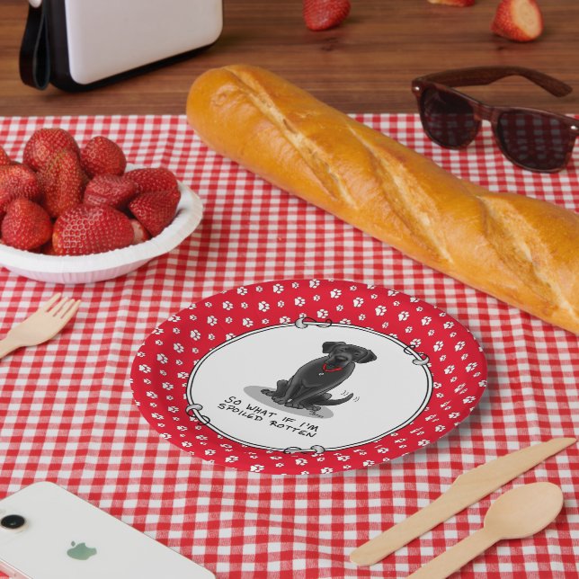 Assiettes En Carton Chien de repérage du Labrador du labo noir (Pique-nique)