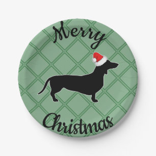 Assiettes En Carton Chien de teckel de Joyeux Noël