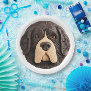 Assiettes En Carton Chien de Terre-Neuve 3D inspiré