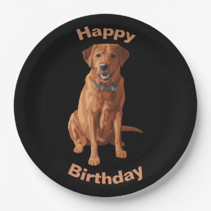 Assiettes En Carton Chien du Labrador jaune rouge renard
