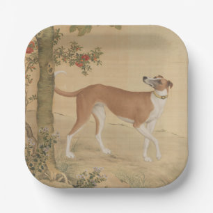 Assiettes En Carton Chien Lévrier Chinois Vintage et Art d'Oiseau