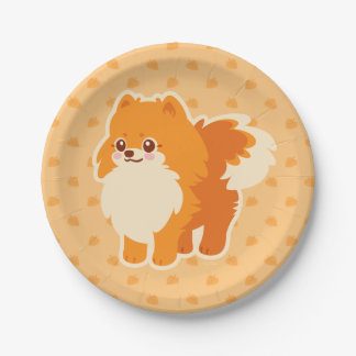 Assiettes En Carton Chien mignon Kawaii Pomeranian