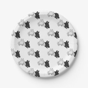 Assiettes En Carton Chien Silhouette main