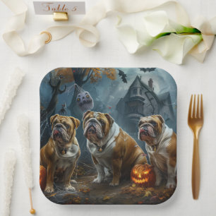Assiettes En Carton Chien-taureau Halloween nuit Chien de nuit plaisir