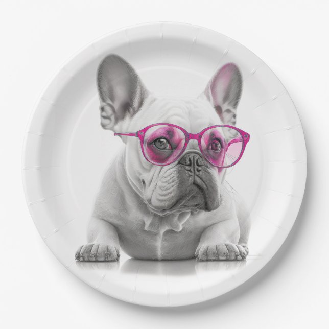 Assiettes En Carton Chien-taureaux français avec plaque de papier de l (Devant)