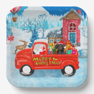 Assiettes En Carton Chien teckel dans une livraison de Noël
