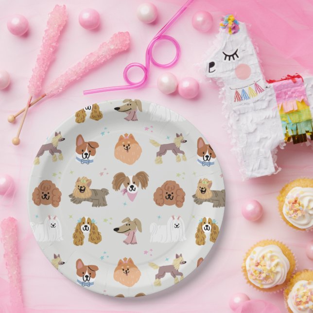 Assiettes En Carton Chiens Animaux (Fête)