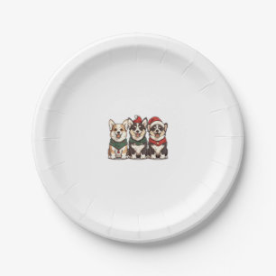 Assiettes En Carton Chiens de Corgi gallois de Noël mignons Père Noël
