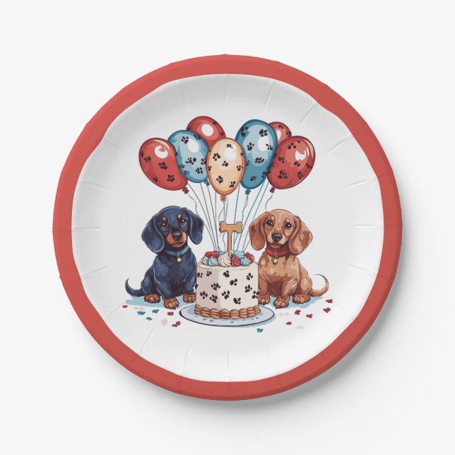 Assiettes En Carton Chiens de Dachshund (Devant)