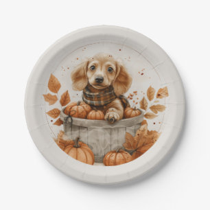 Assiettes En Carton Chiens de l'automne Dachshund Citrouille