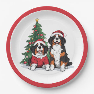 Assiettes En Carton Chiens de montagne bernois de Noël