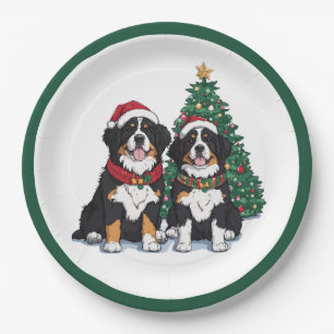 Assiettes En Carton Chiens de montagne bernois de Noël