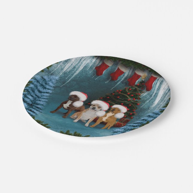Assiettes En Carton Chiens de Noël amusants (Angle)