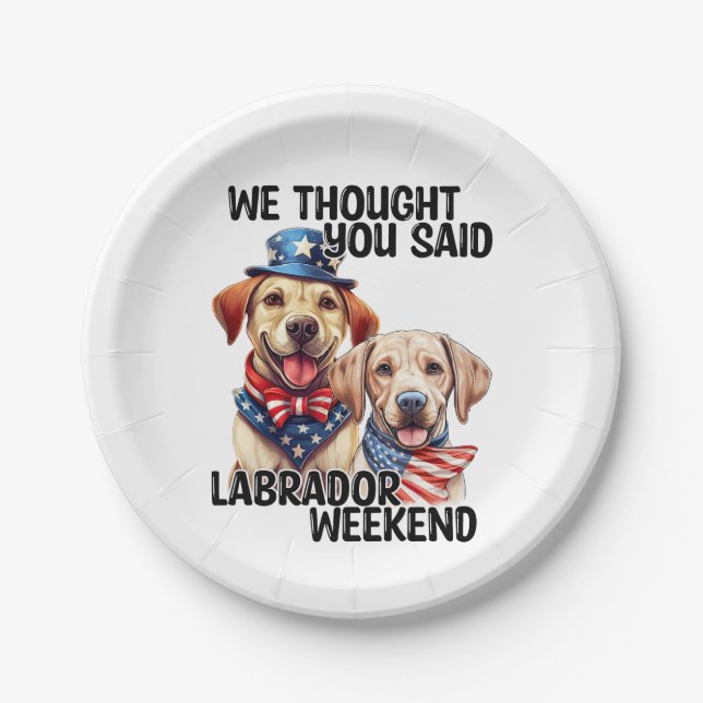 Assiettes En Carton Chiens du Labrador patriotique Citation d'Humour d (Devant)