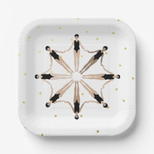 Assiettes En Carton Chiffres d'or des nageurs synchronisés artistiques