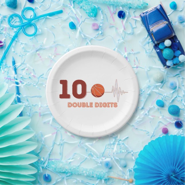 Assiettes En Carton Chiffres doubles 10 ans Anniversaire Basketball (Fête)