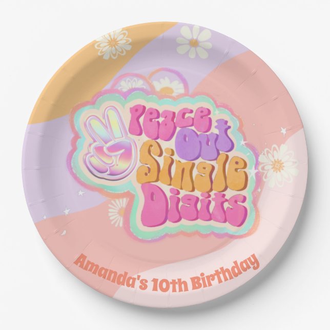 Assiettes En Carton CHIFFRES UNIQUES super Peace Out 10e (Devant)