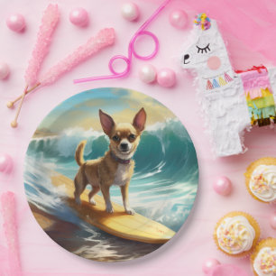 Assiettes En Carton Chihuahua Beach Surf Peinture