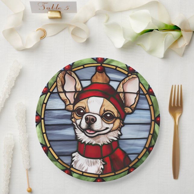 Assiettes En Carton Chihuahua Vitrages de Noël (Mariage)