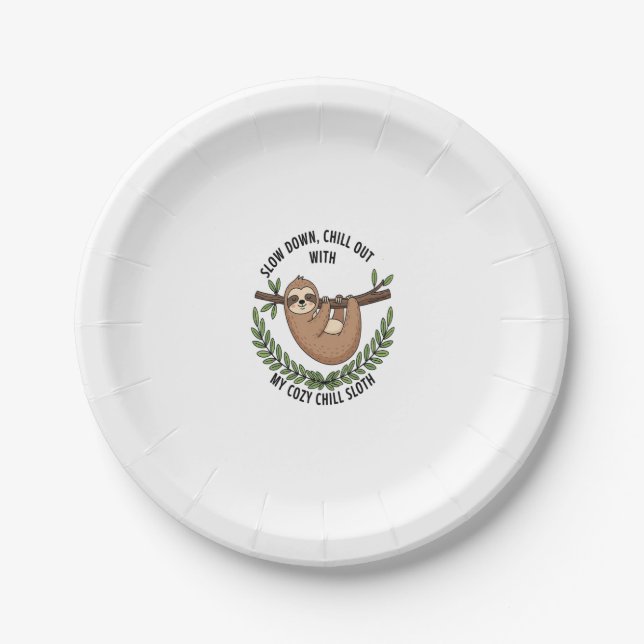 Assiettes En Carton Chill Sloth, USA Animal (Devant)