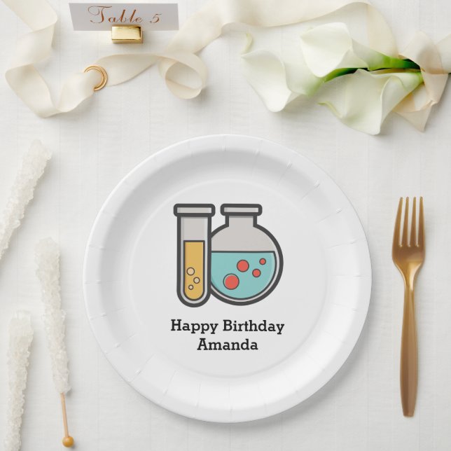 Assiettes En Carton Chimie Tube d'essai et bécher Anniversaire (Mariage)