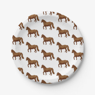Assiettes En Carton Chincoteague Pony Brown Aquarelle Peinture Cheval