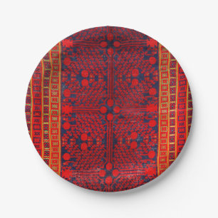 Assiettes En Carton Chine Khotan rouge bleu jaune 