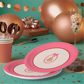 Assiettes En Carton Chingerbread Christmas Tree Pink Christmas Plate