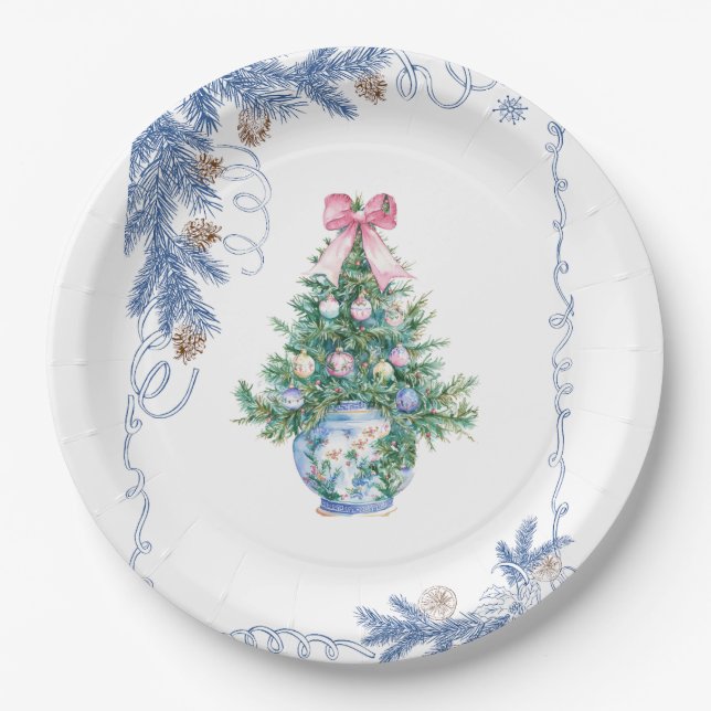 Assiettes En Carton Chinoiserie Christmas Paper Plate (Devant)