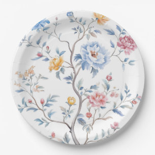 Assiettes En Carton Chinoiserie Motif aquarelle