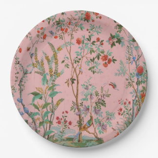 Assiettes En Carton Chinoiserie rose Oiseau Floral Élégant