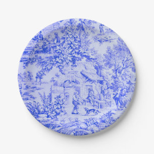 Assiettes En Carton Chinoiserie Toile Blanc Bleu Français Style Rustiq