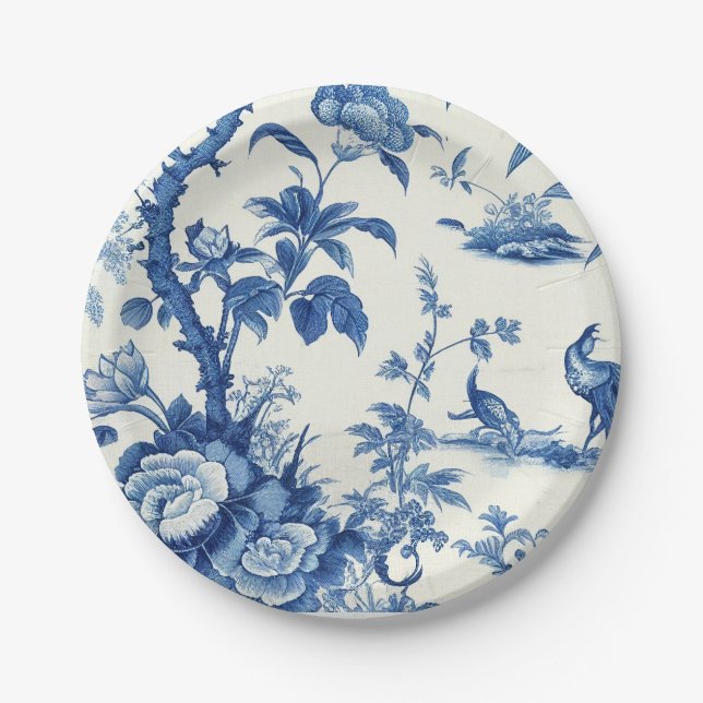 Assiettes En Carton Chinoiseries bleues et blanches (Devant)