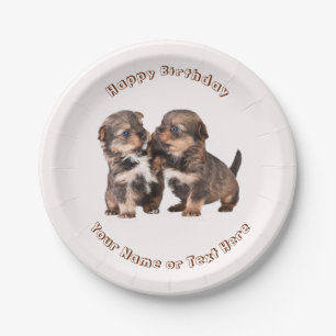 Assiettes En Carton Chiots mignons de Yorkshire