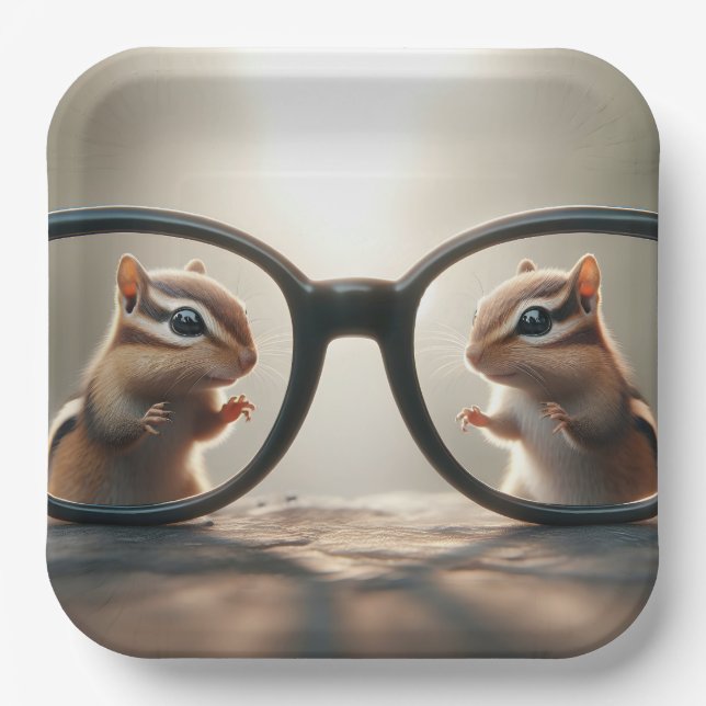 Assiettes En Carton Chipmunks à travers de grandes lunettes noires (Recto)