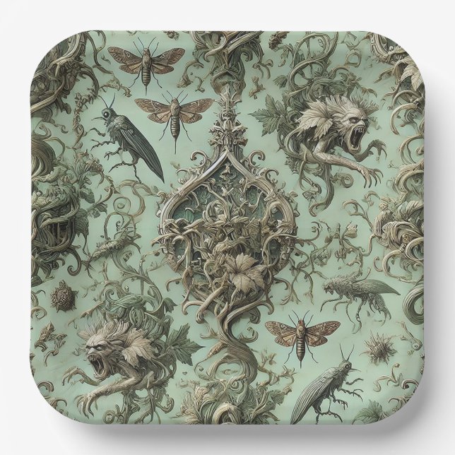 Assiettes En Carton Chitinous Elegy – Gothic Insect  (Recto)