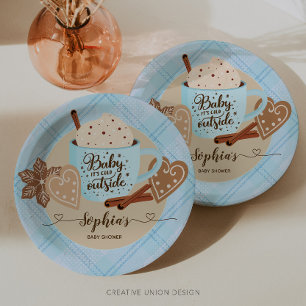 Assiettes En Carton Chocolat chaud Baby shower d'hiver garçon